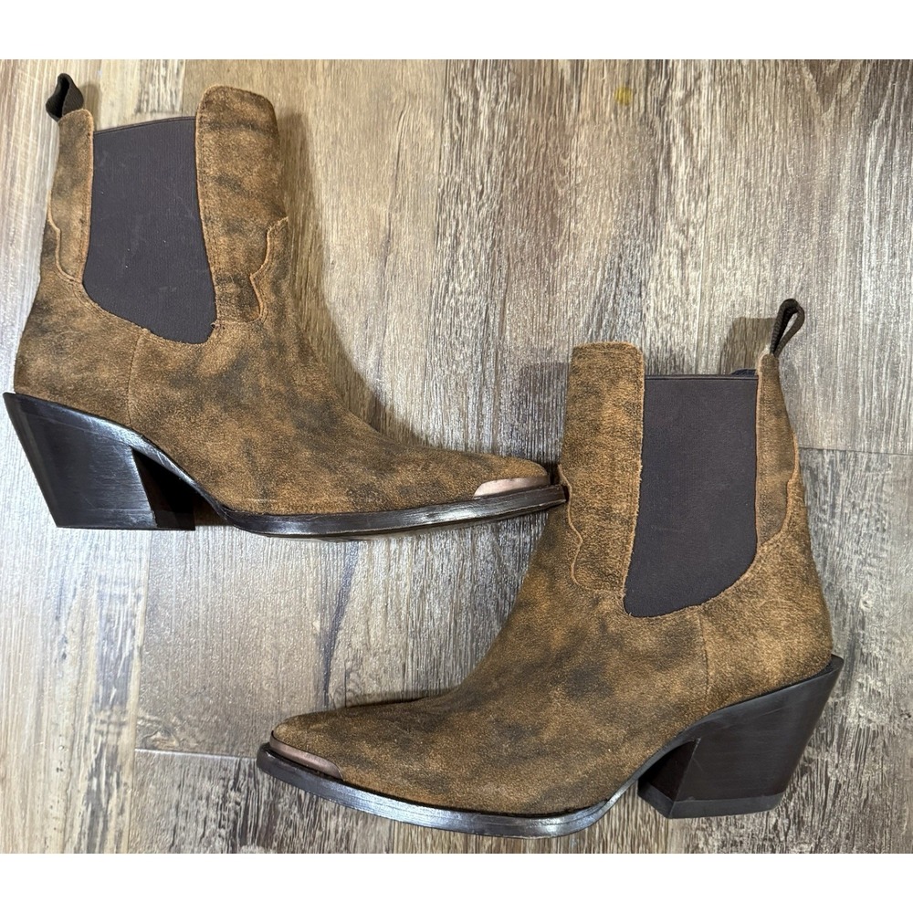 ARIAT Women's Shiloh Bootie, NWT Size 8.5 Dark Ginger Suede Leather Brown - Picture 2 of 8